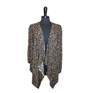 Victor Alfaro Extra Fine Merino Wool Cardigan Sweater Leopard Print
